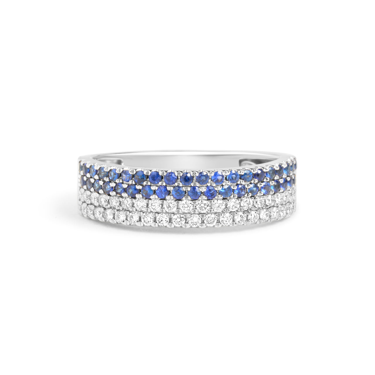 Sapphire & Diamond Pave Duet Band