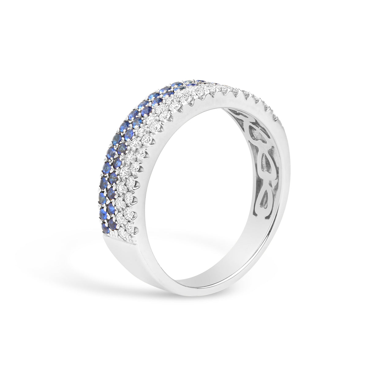 Sapphire & Diamond Pave Duet Band