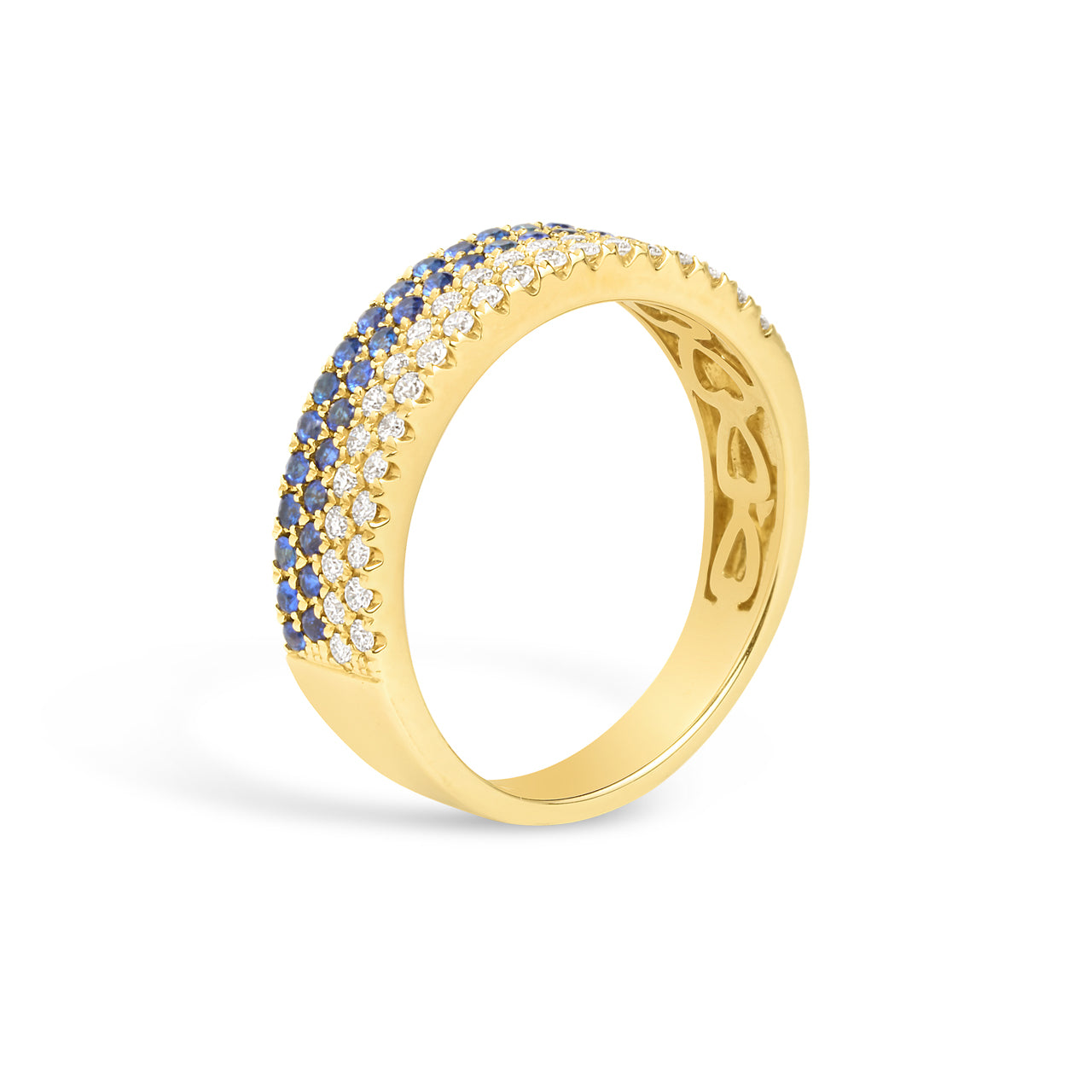 Sapphire & Diamond Pave Duet Band