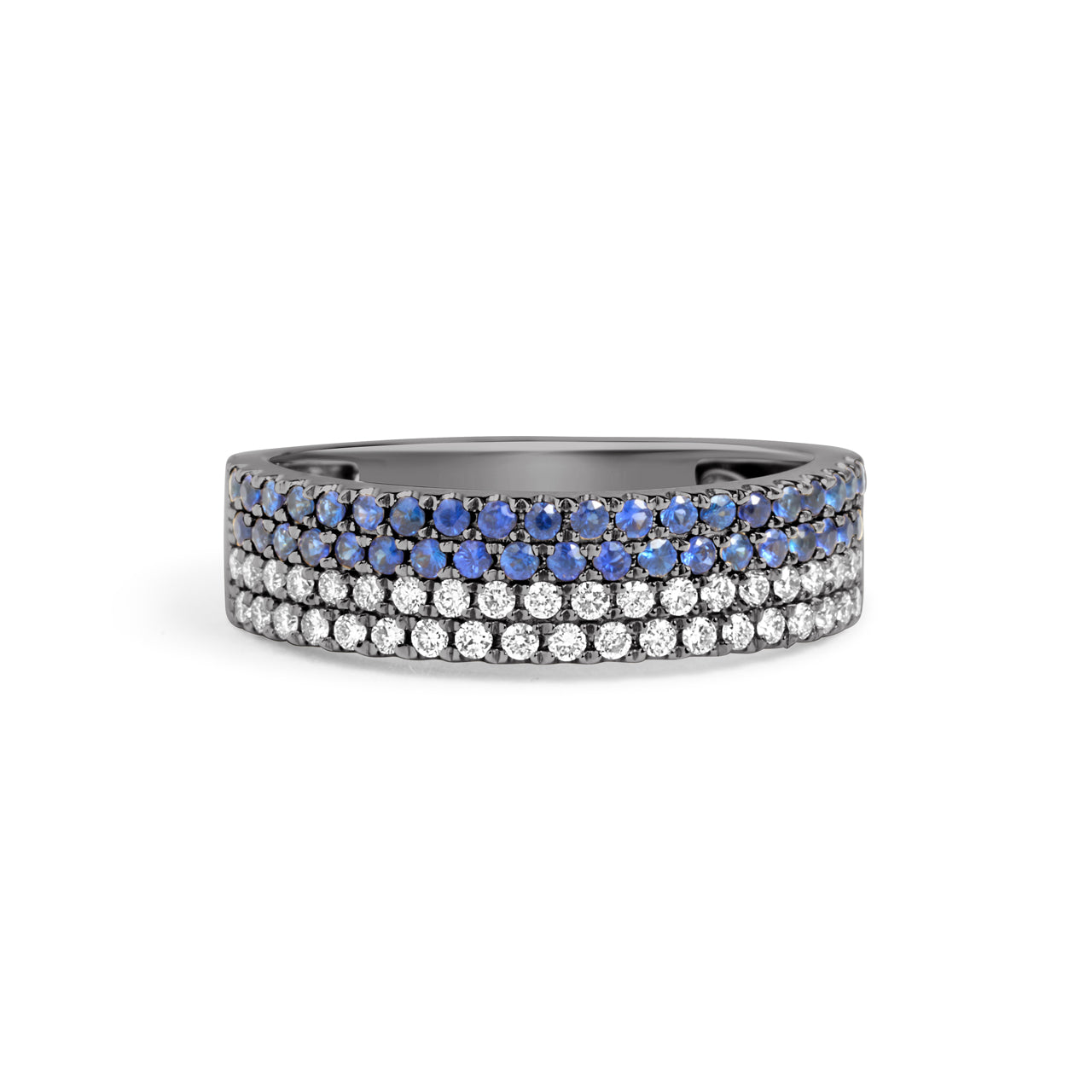Sapphire & Diamond Pave Duet Band