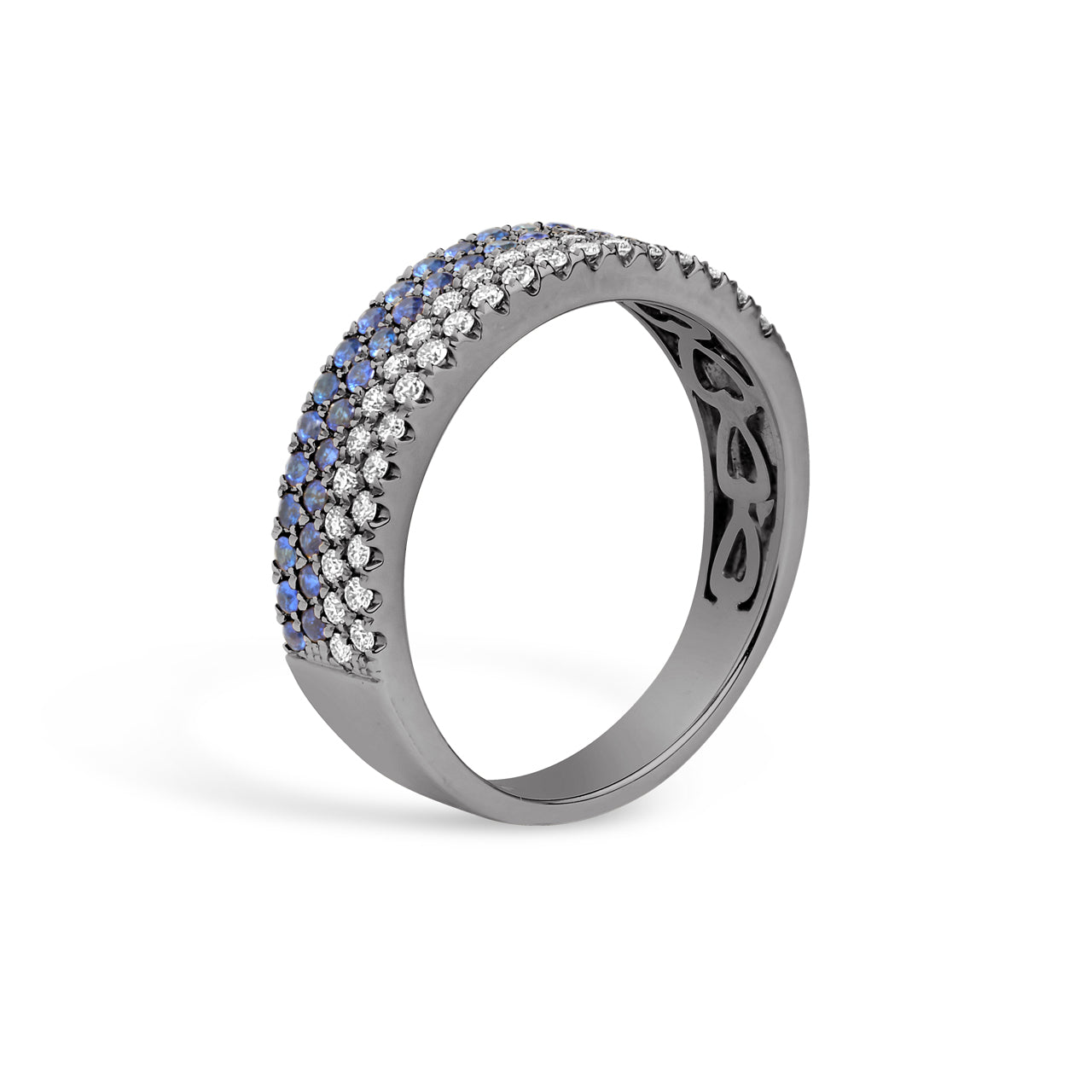 Sapphire & Diamond Pave Duet Band