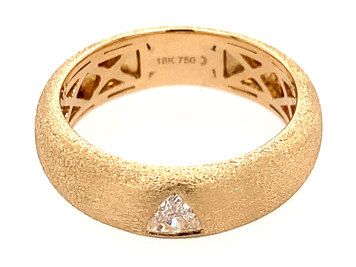 DIAMOND TRILLION BEZEL RING, SATIN FINISH,  18KY (N)