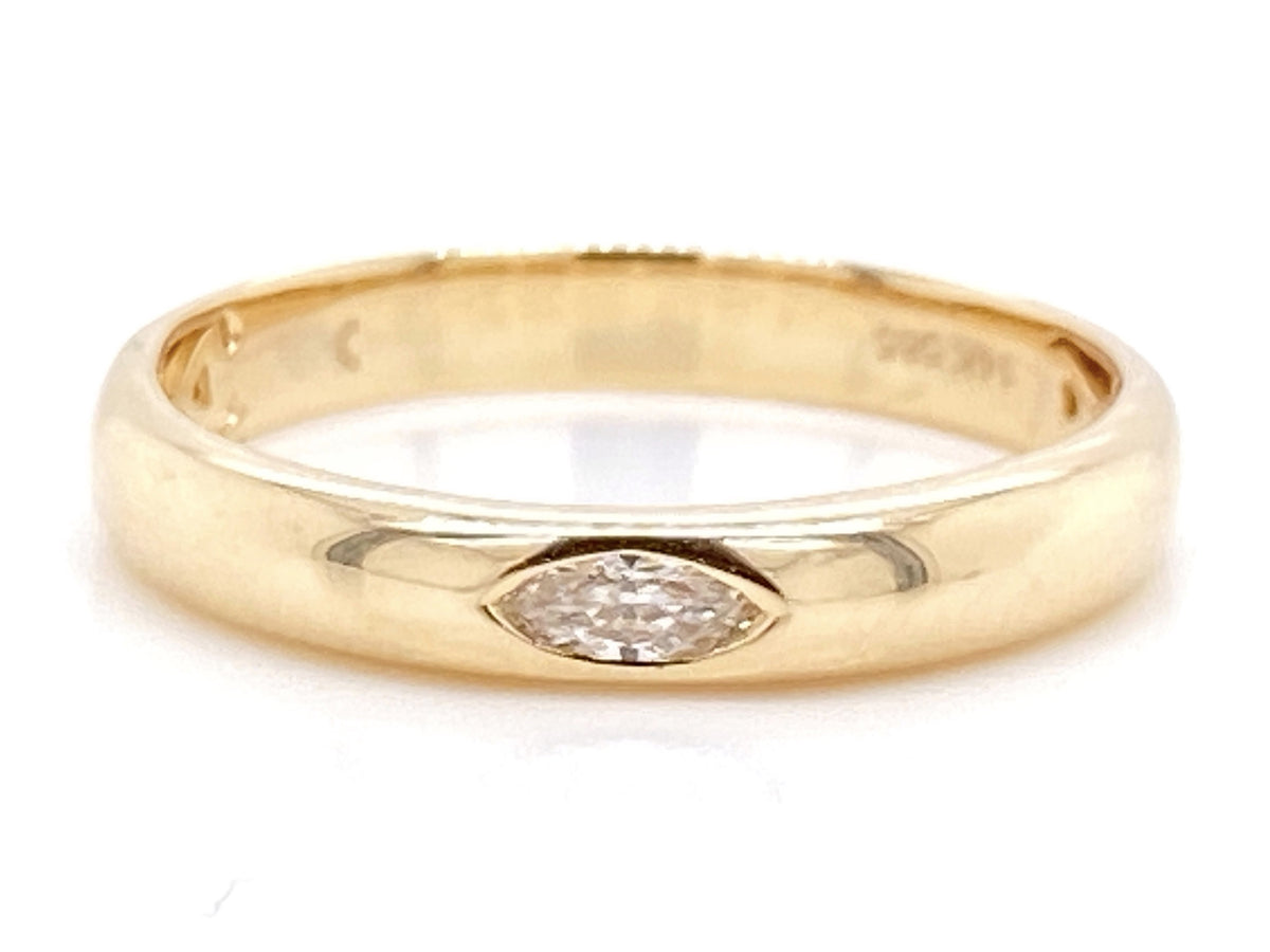DIAMOND MARQUIS BURNISH SET RING, 14KY (N)