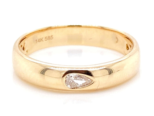DIAMOND PEAR BEZEL RING, 14KY (N)