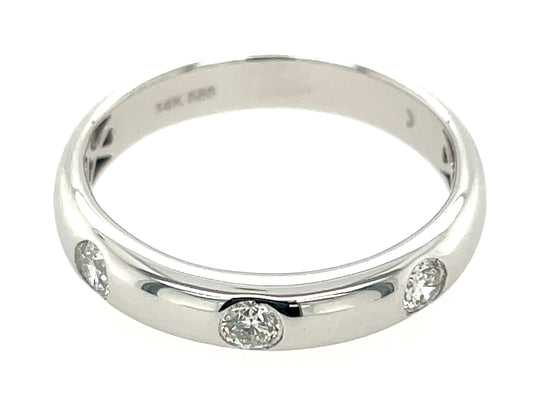 DIAMOND 3 STONE BEZEL RING, 14KW (N)