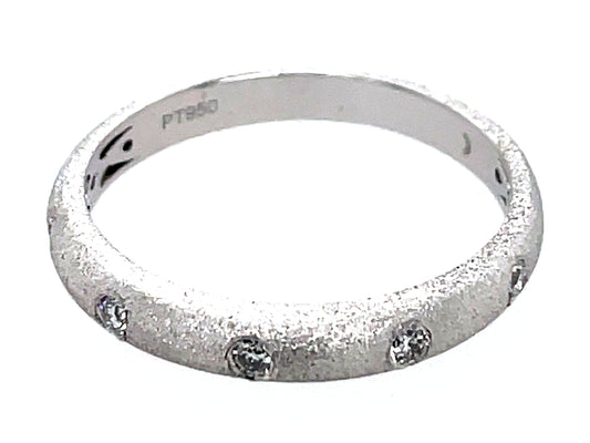 DIAMOND 5 STONE BURNISH SET RING, SATIN FINISH, PLAT (N)