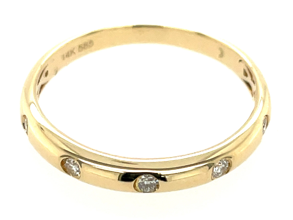 DIAMOND 5 STONE BURNISH SET RING, 14KY (N)