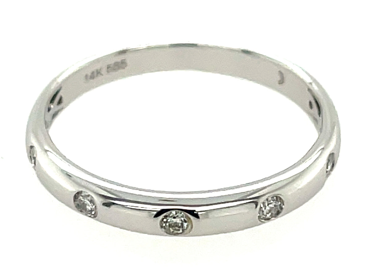 DIAMOND 5 STONE BURNISH SET RING, 14KW (N)