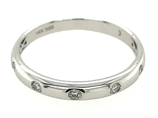 DIAMOND 5 STONE BURNISH SET RING, 14KW (N)