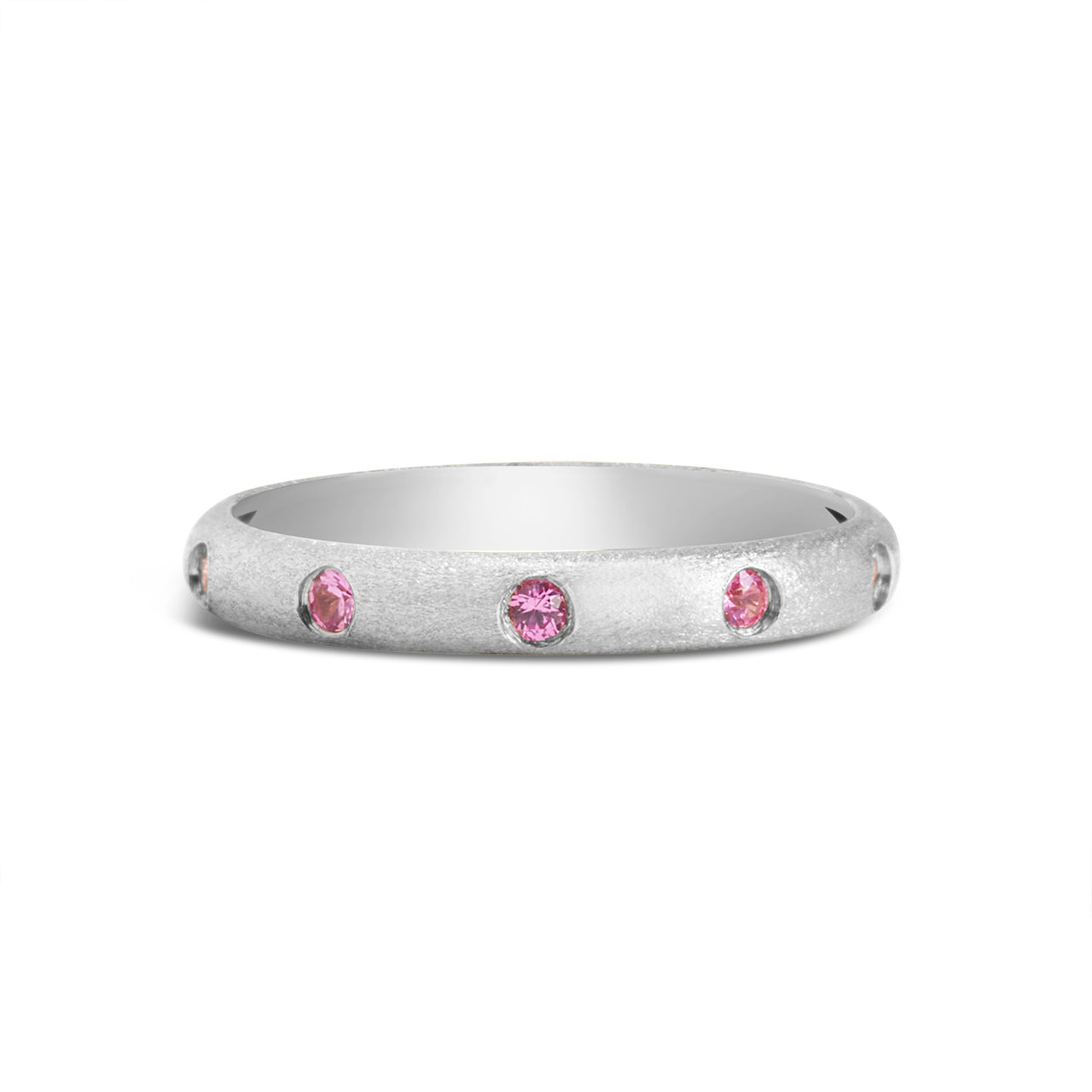 Pink Sapphire 5 Stone Flush Stackable Band