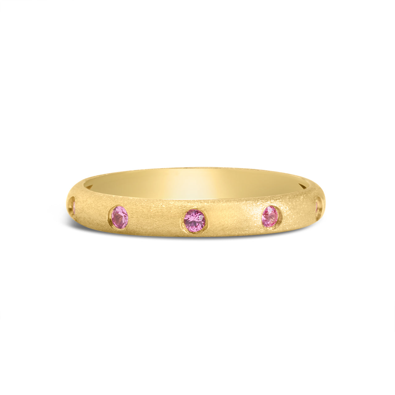 Pink Sapphire 5 Stone Flush Stackable Band