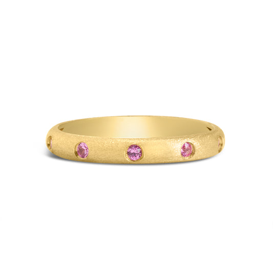 Pink Sapphire 5 Stone Flush Stackable Band