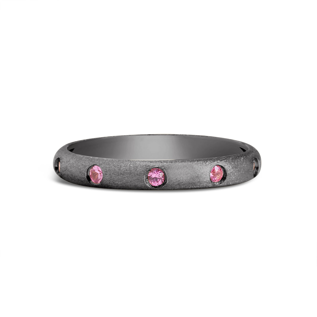 Pink Sapphire 5 Stone Flush Stackable Band