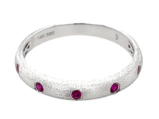 Ruby 5 Stone Burnish Set Ring, Satin Finish, 14kw (H)