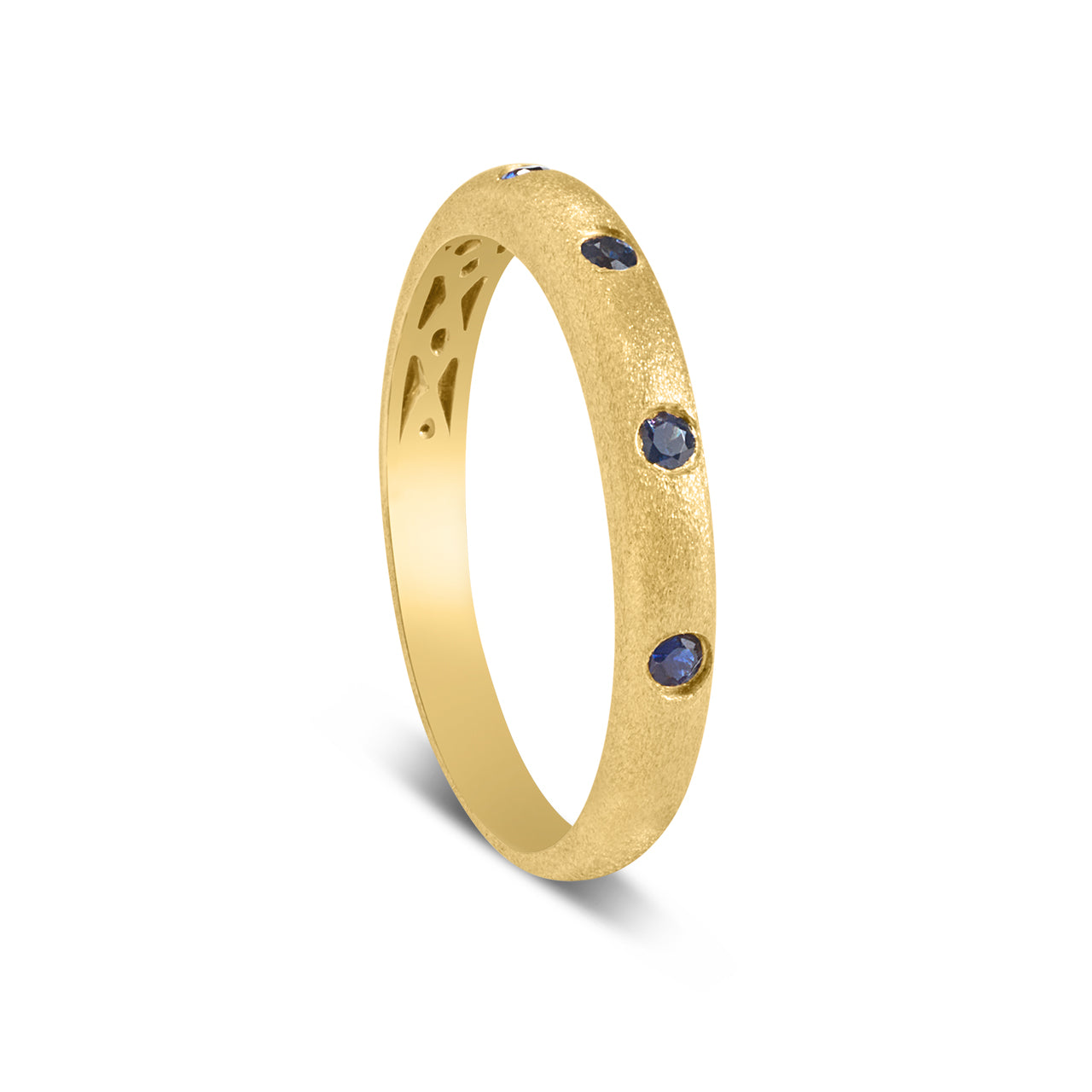 Sapphire 5 Stone Flush Stackable Band