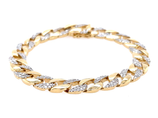 DIAMOND ALTERNATING LINK BRACELET, 7", 14KY (N)