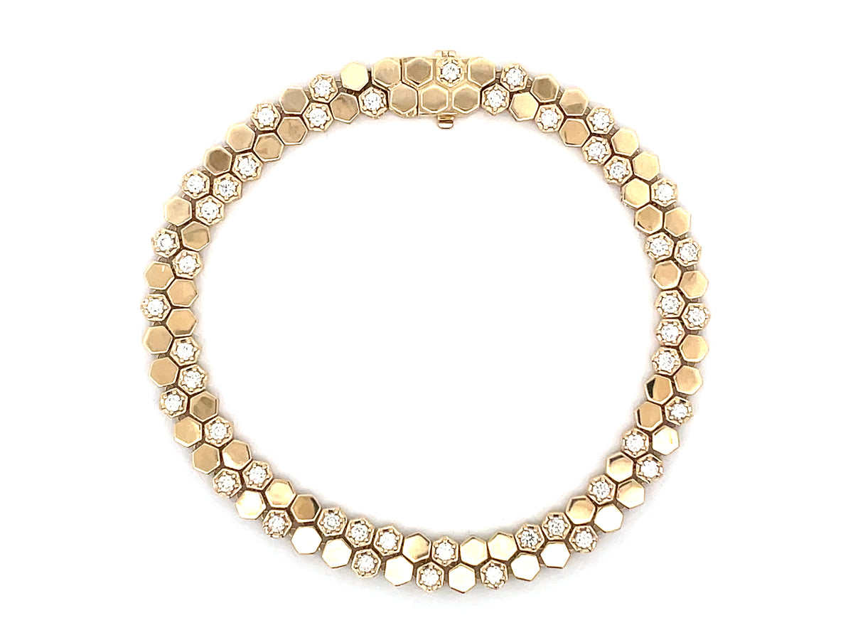 DIAMOND 2 ROW HONEYCOMB BRACELET, 6.2MM