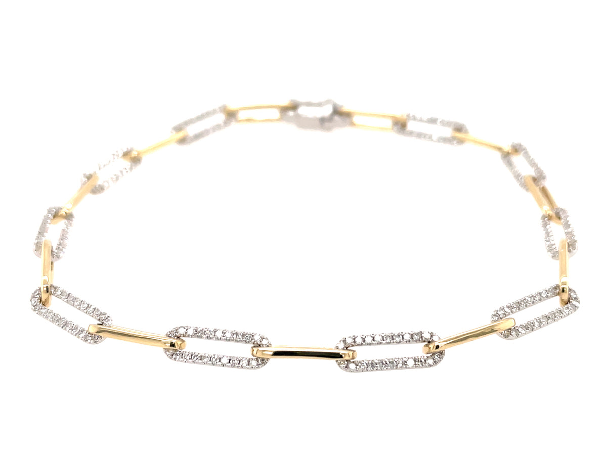 DIAMOND PAPERCLIP LINK 7.85" BRACELET, 14WY (N)