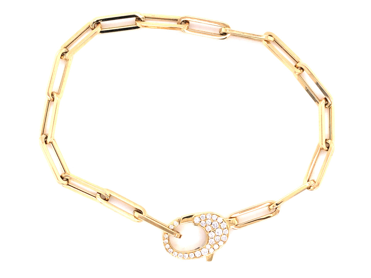 DIAMOND LOBSTER CLASP BRACELET, 7", PAPERCLIP CHAIN