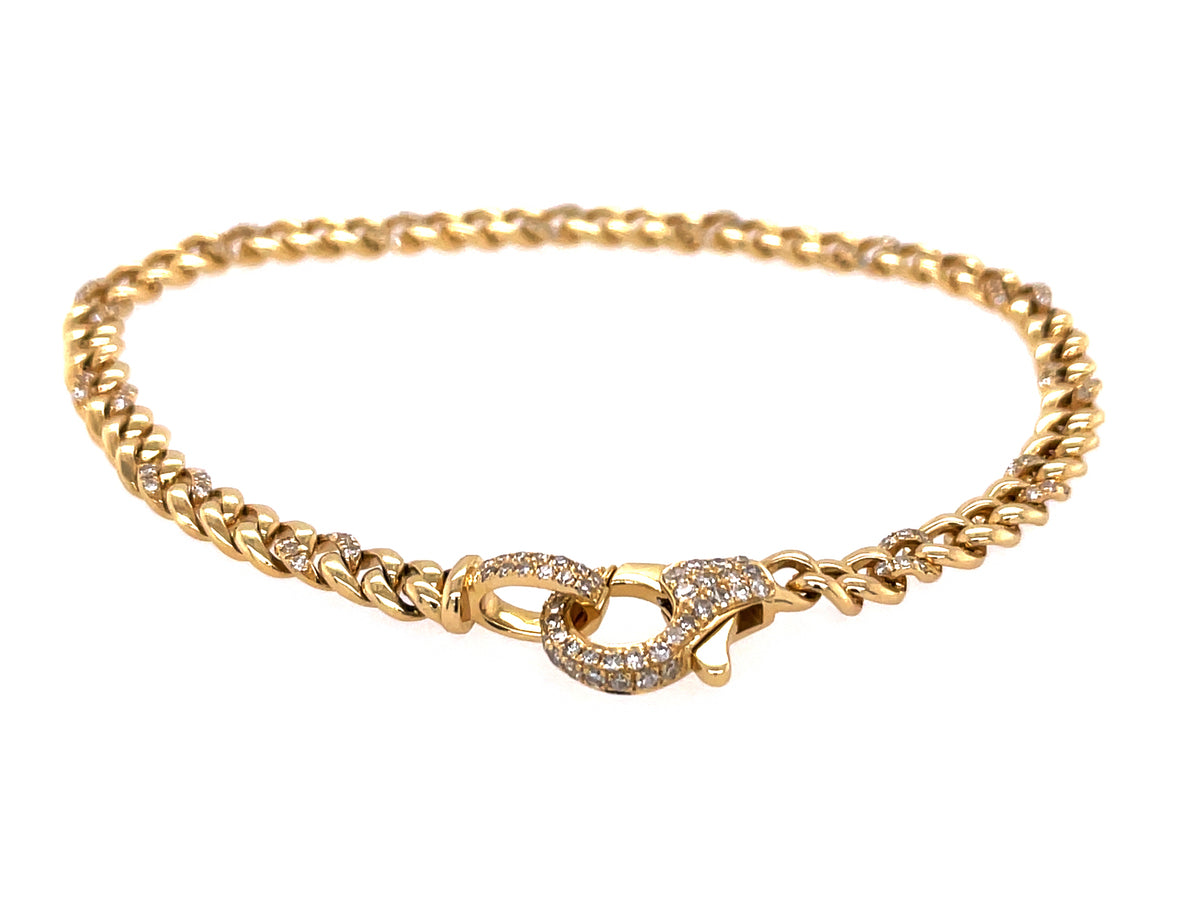DIAMOND LOBSTER CLASP BRACELET, 6.5" CUBAN LINK CHAIN