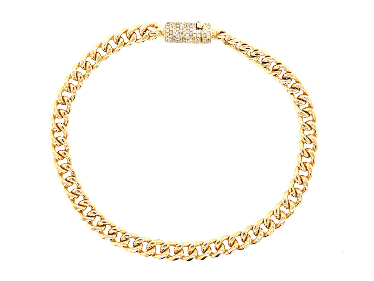 DIAMOND PAVE CYLINDER CHAIN BRACELET
