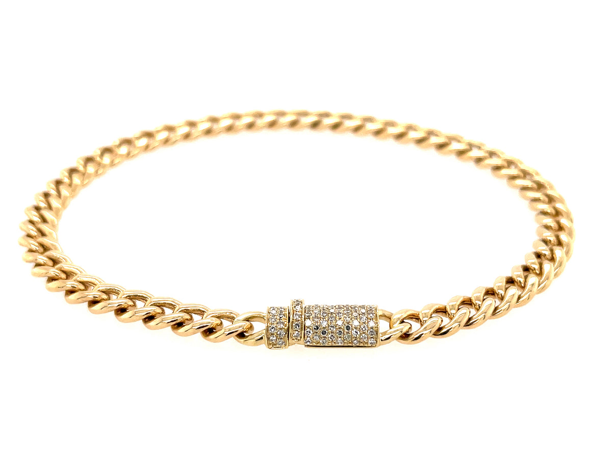 DIAMOND PAVE CYLINDER CLASP LINK BRACELET