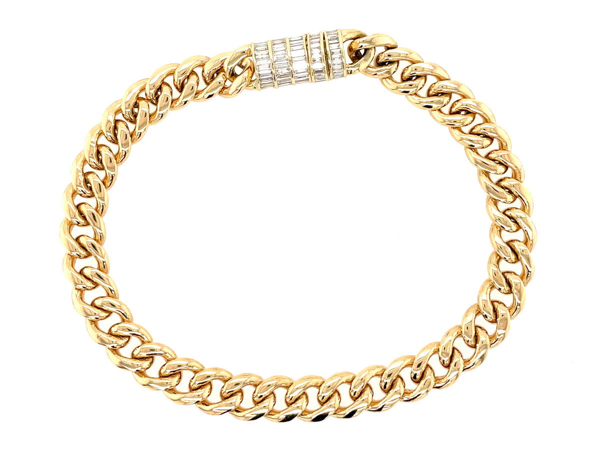 DIAMOND BAGUETTE LARGE CYLINDER CHAIN BRACELET