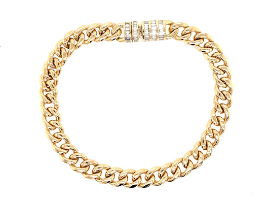 DIAMOND BAGUETTE CYLINDER CHAIN 8" BRACELET