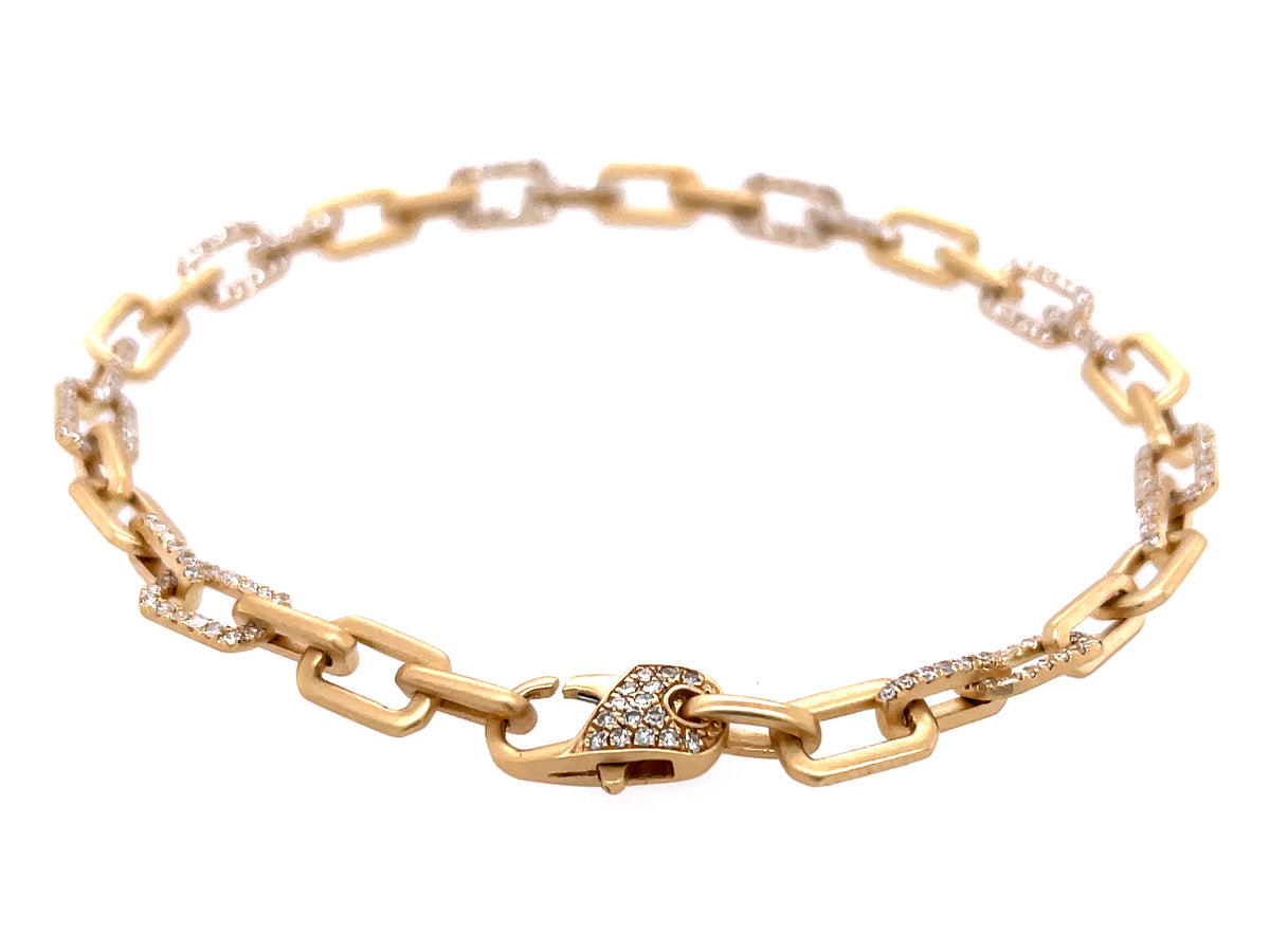 DIAMOND RECTANGLE LINK BRACELET, 7", SATIN FINISH