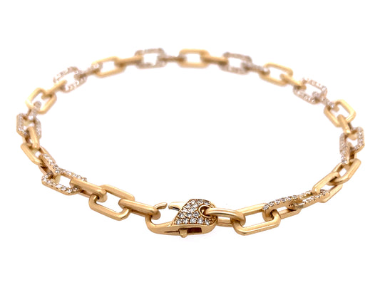 DIAMOND RECTANGLE LINK BRACELET, 7", SATIN FINISH