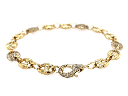 DIAMOND PUFFED MARINER LINK BRACELET
