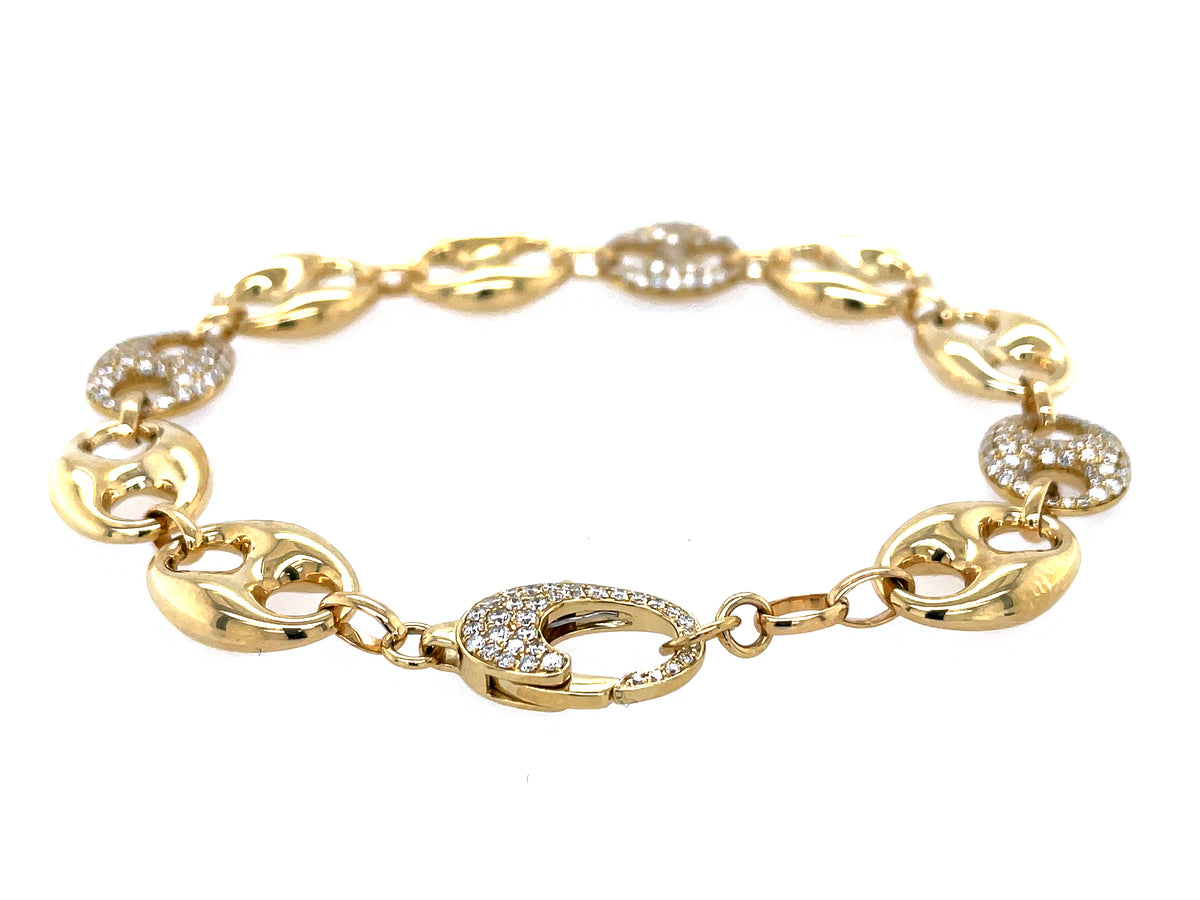 DIAMOND PUFFED MARINER LINK BRACELET