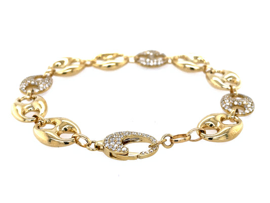 DIAMOND PUFFED MARINER LINK BRACELET