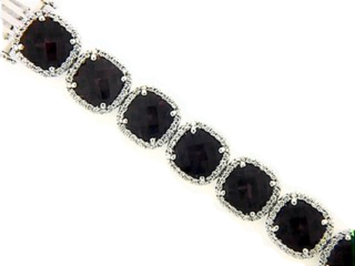 CHB RHODOLITE GARNET & DIAMOND BRACELET, 18KW (N)