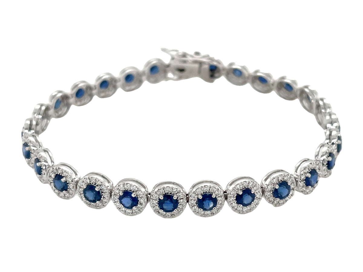 SAPPHIRE ROUNDS & DIAMOND HALO BRACELET
