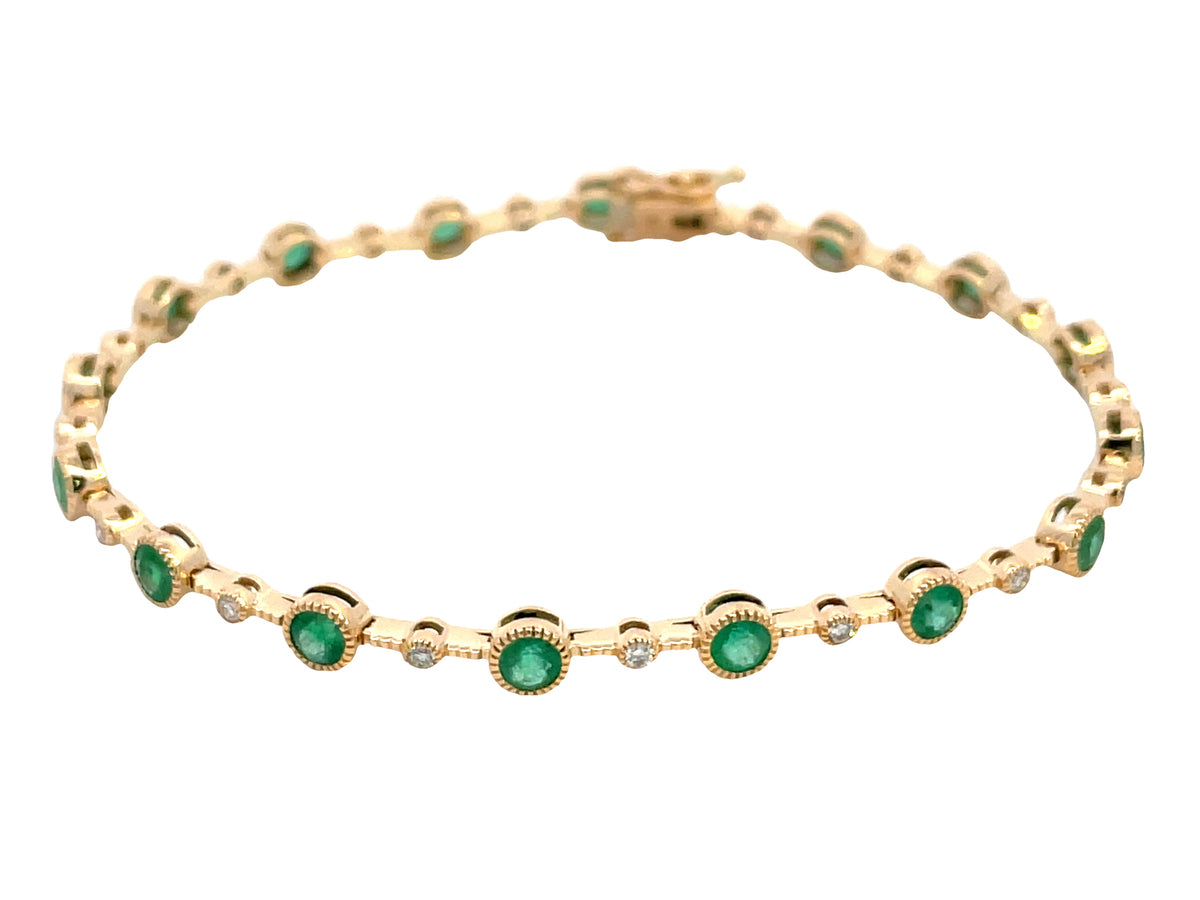 EMERALD & DIAMOND ALTERNATING BRACELET