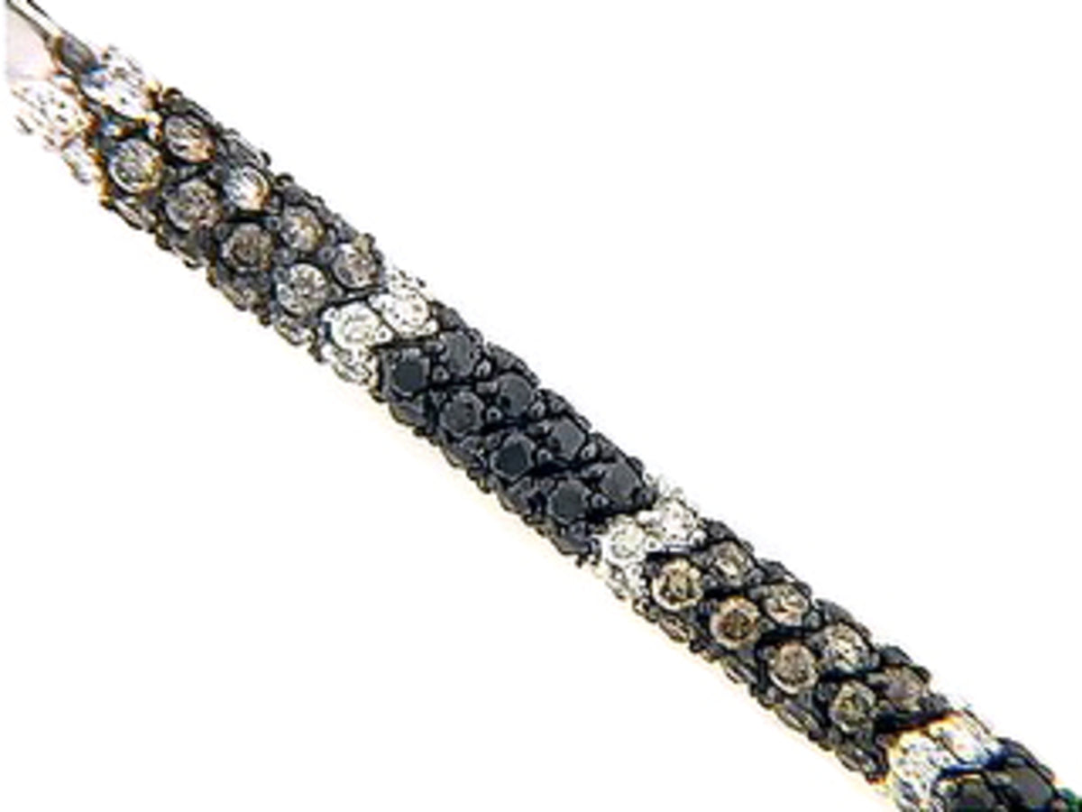 BLACK, BROWN & WHITE DIAMOND BRACELET, 18KW (R/N)