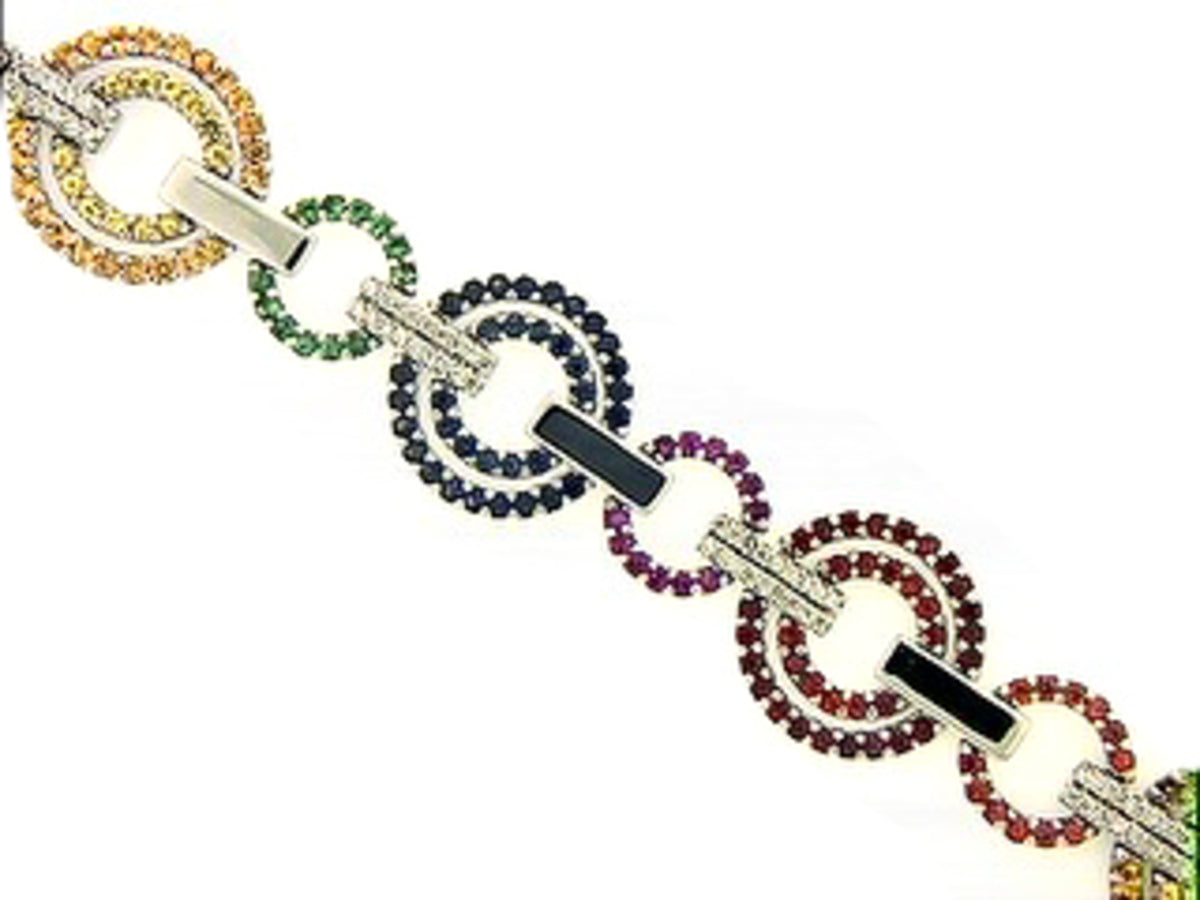 RAINBOW SAPPHIRE, TSAVORITE & DIAMOND BRACELET