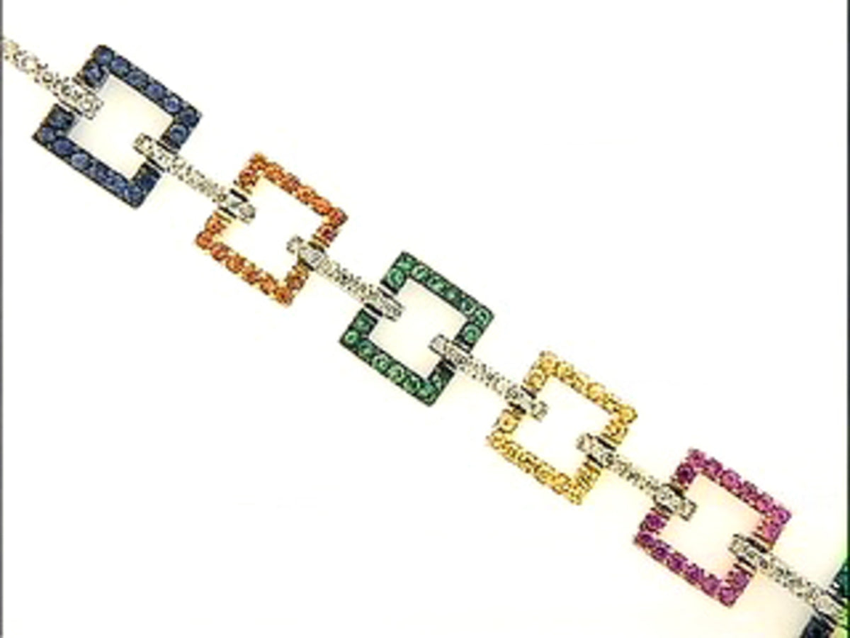 RAINBOW SAPPHIRE ,TSAVORITE & DIAMOND BRACELET