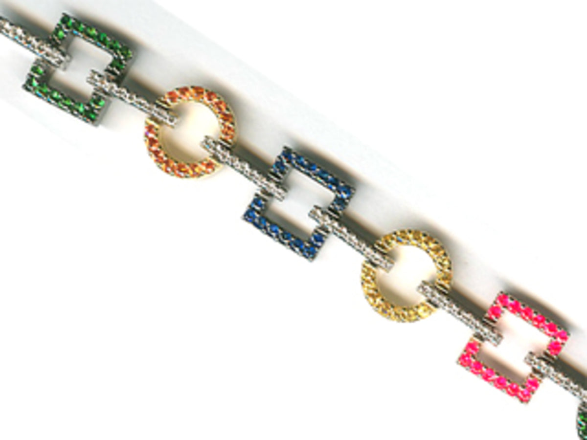 RAINBOW SAPPHIRE ,TSAVORITE & DIAMOND BRACELET