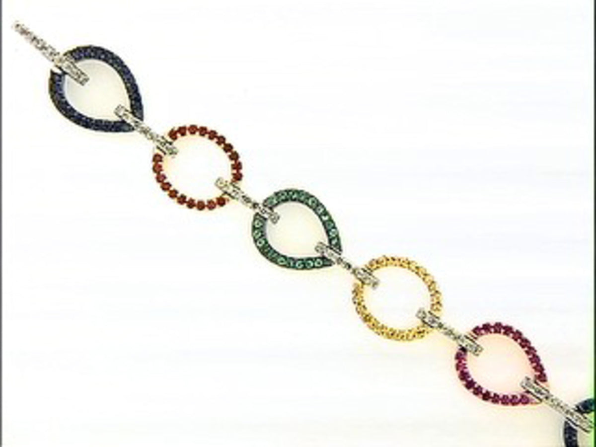 Rainbow Sapphire ,Tsavorite Diamond Bracelet, 18km (H/U), C=2.55