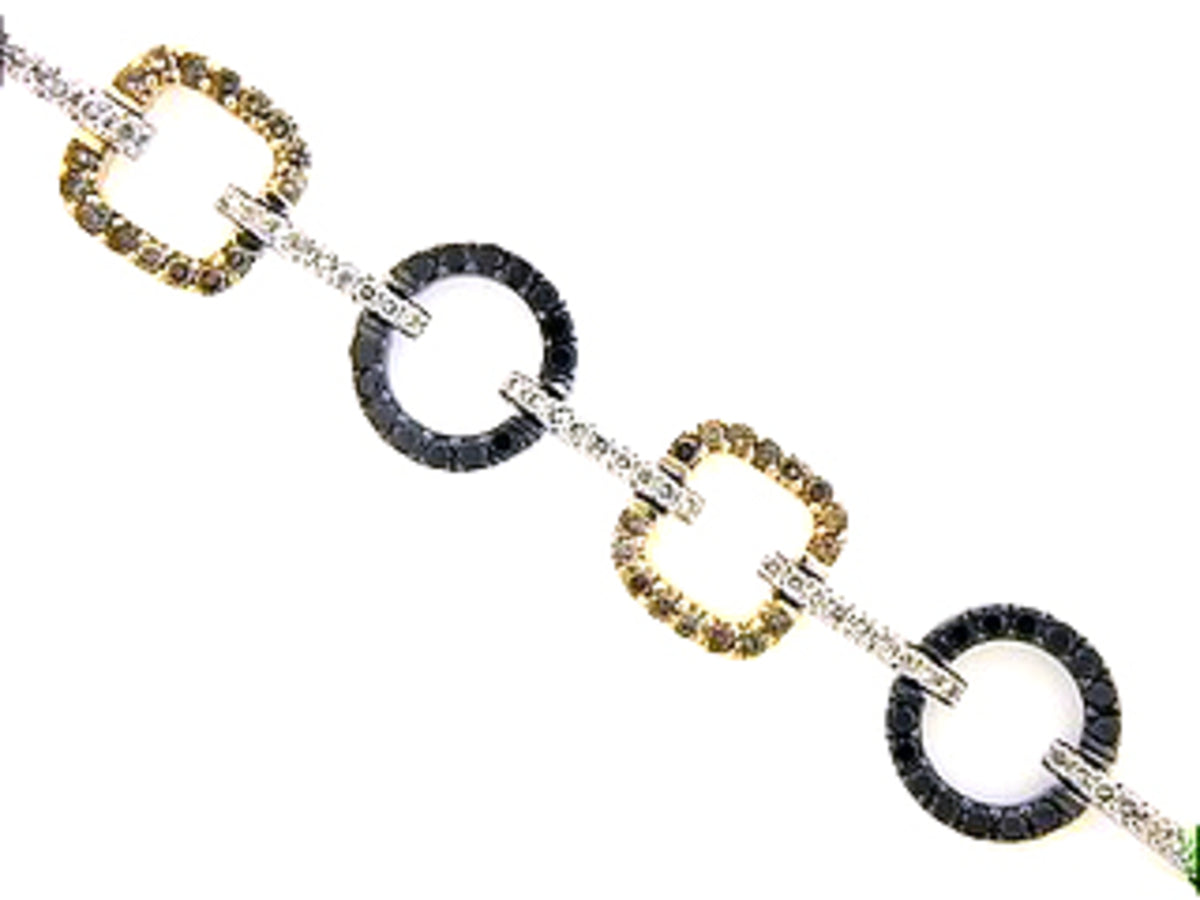 BLACK, BROWN & WHITE DIAMOND BRACELET