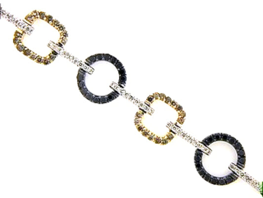 BLACK, BROWN & WHITE DIAMOND BRACELET