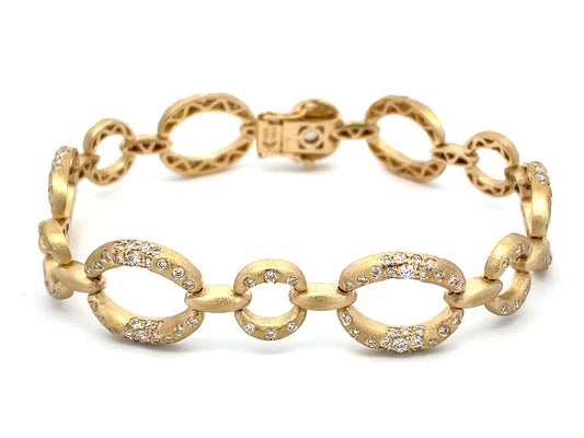 DIAMOND CONFETTI OVAL LINK BRACELET, 7", SATIN FINISH