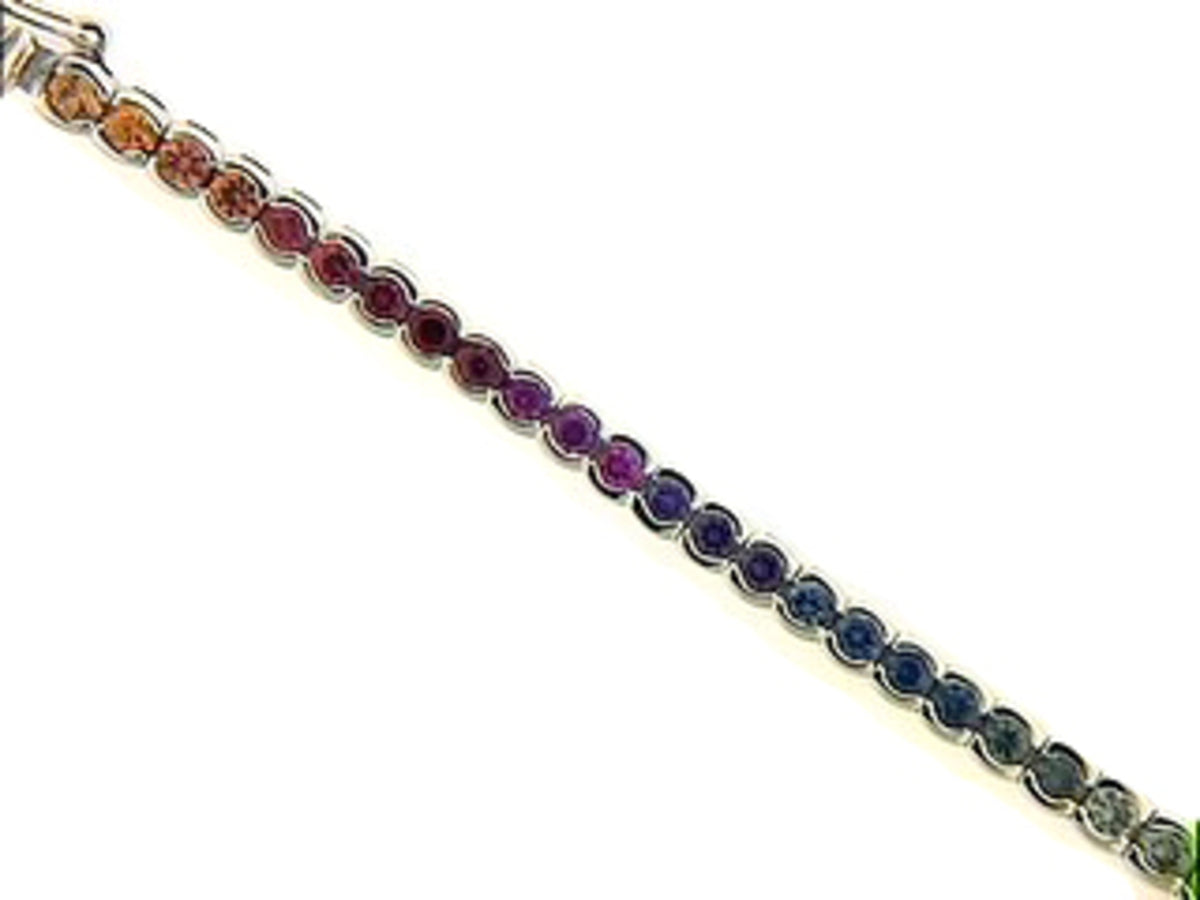 RAINBOW SAPPHIRE BRACELET, 18KW (H/U)
