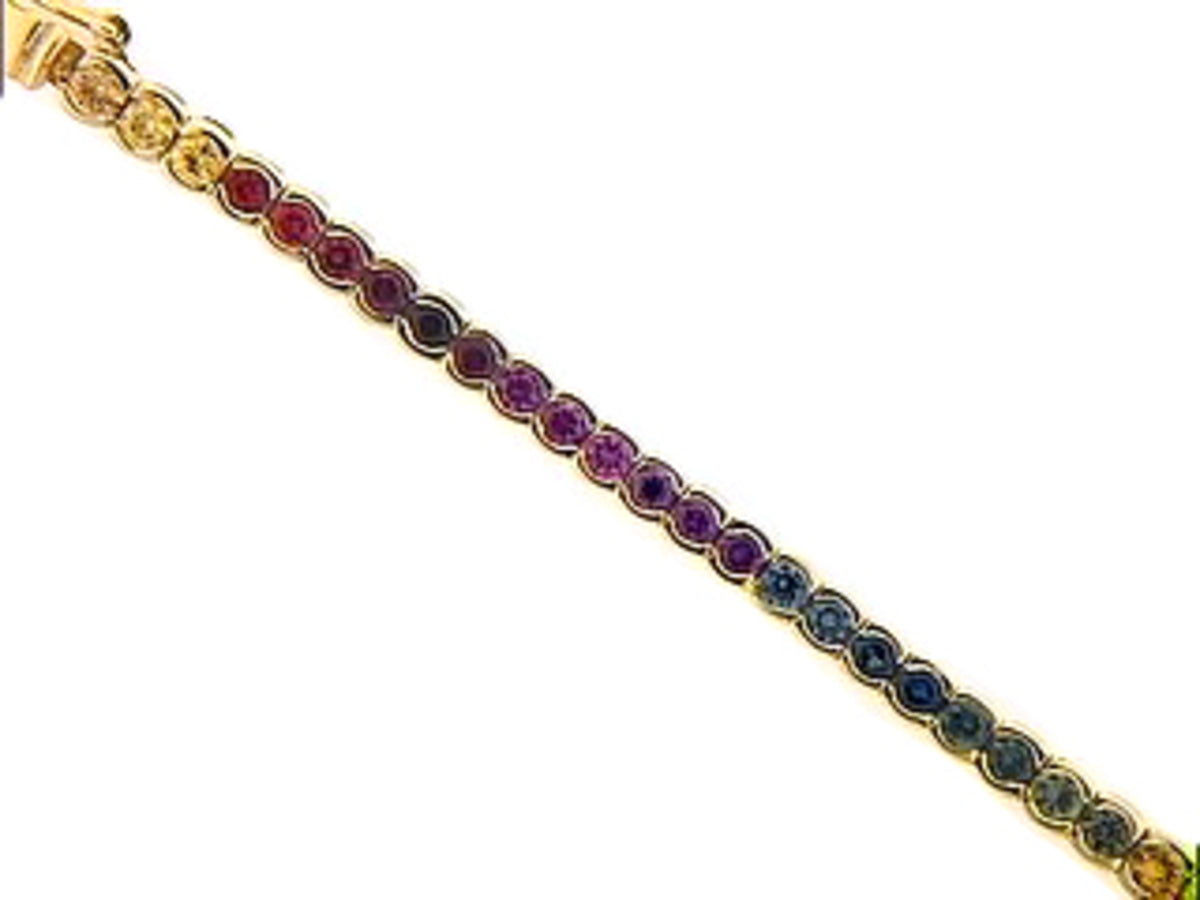 RAINBOW SAPPHIRE BRACELET, 18KW (H/U)