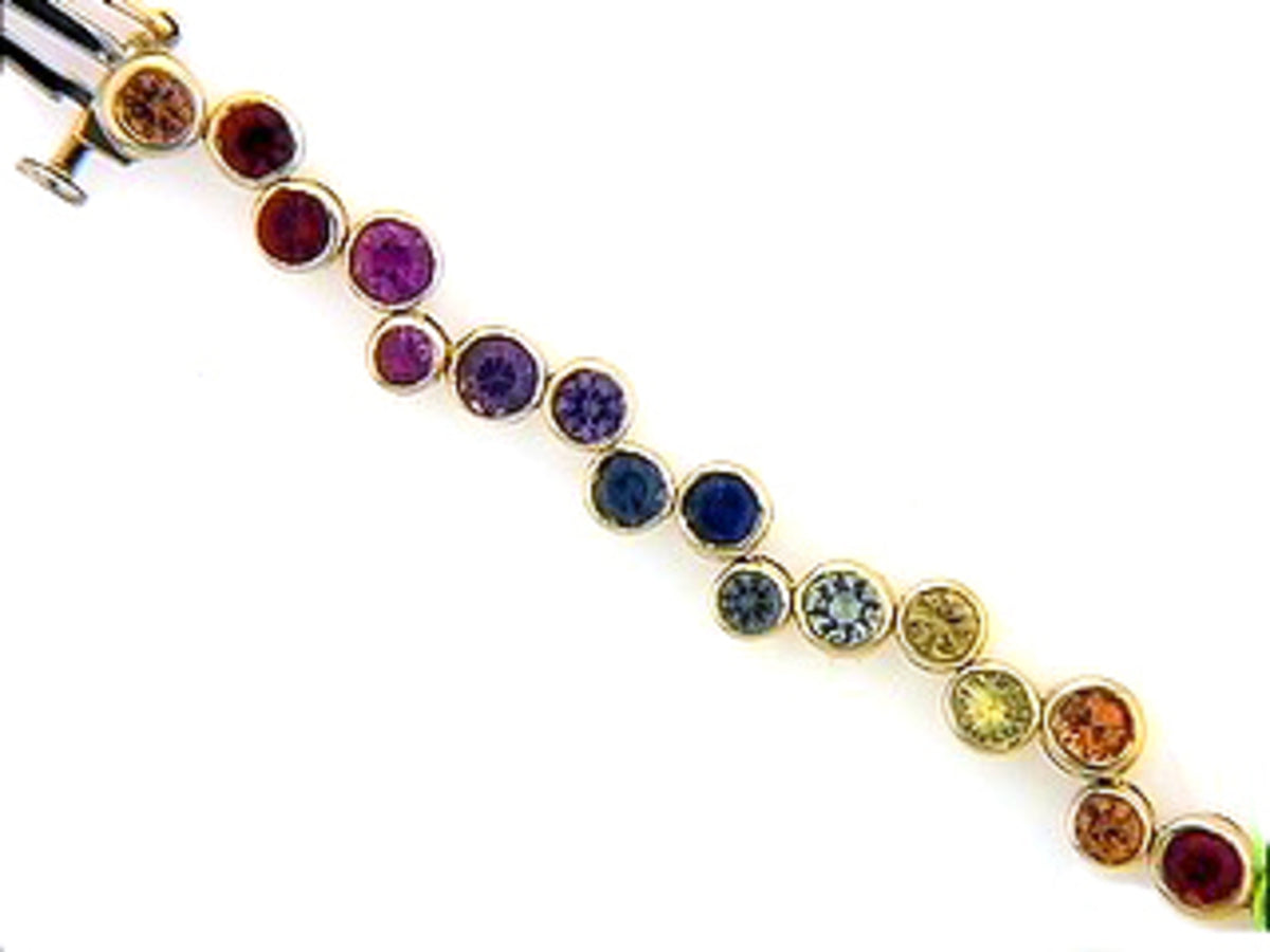 RAINBOW SAPPHIRE BRACELET, 18KY (H/U)