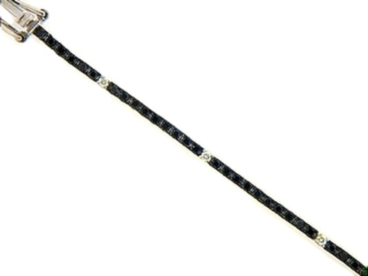 BLACK & WHITE DIAMOND BRACELET, 14KW (R/H), D=1.26