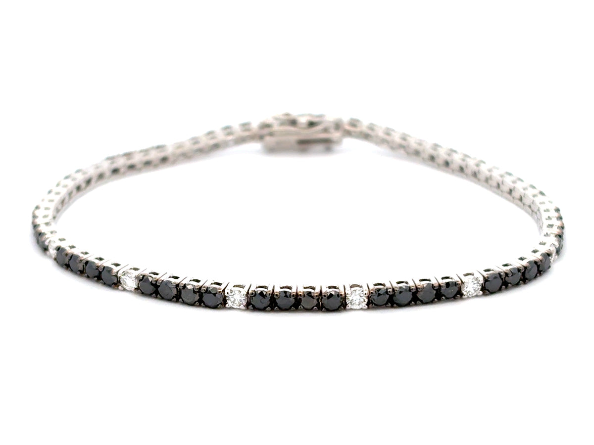 Black White Diamond 6.25" Bracelet