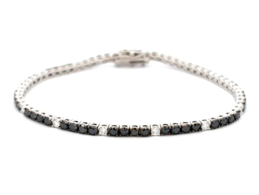 Black White Diamond 6.25" Bracelet